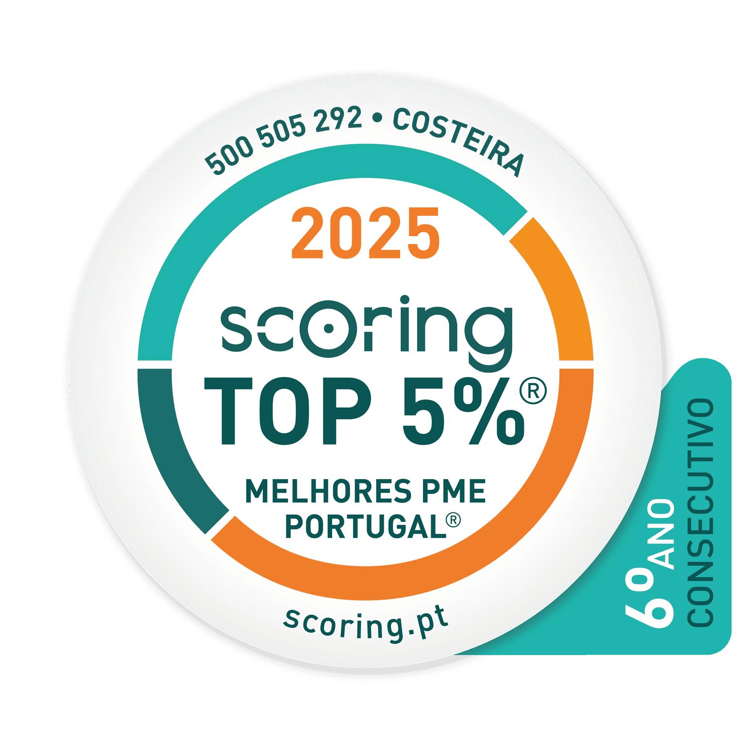 Selo TOP 5% 2025 — COSTEIRA - ENGENHARIA E CONSTRUÇÃO, S.A.